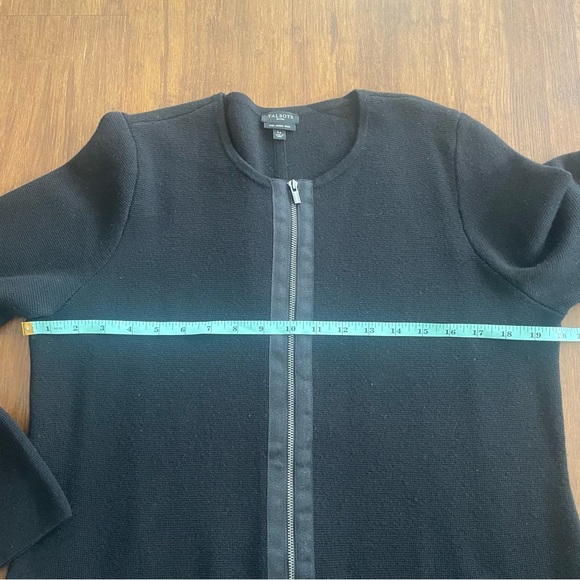 Talbots Pure Merino Wool Sweater Women Large Petite Black Longline Zip Cardigan - Picture 8 of 9
